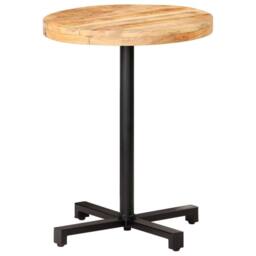 Berkfield Home Durable Bistro Table Round Ã˜60x75 cm Rough Mango Wood in Brown - Size: 60x75 cm - thumbnail 7