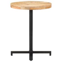 Berkfield Home Durable Bistro Table Round Ã˜60x75 cm Rough Mango Wood in Brown - Size: 60x75 cm - thumbnail 3