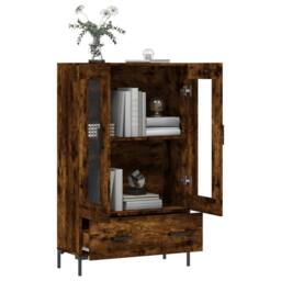 Berkfield Home Highboard Smoked Oak 69.5x31x115 cm Engineered Wood in Brown - thumbnail 4