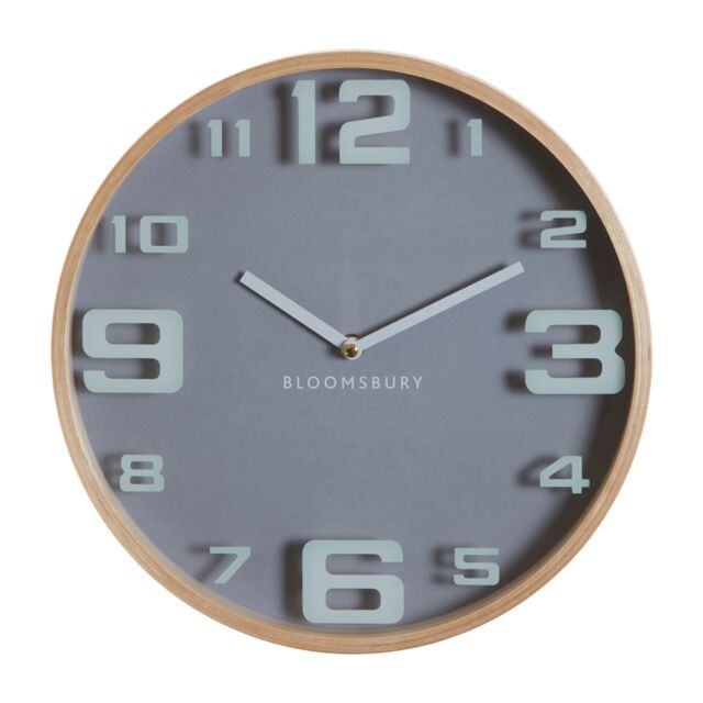 Orsina Sleek Wood Large Numbers Wall Clock, Modern Design Clock In Kitchen, Versatile Wall Clock For Indoor in Grey - image 1