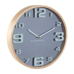Orsina Sleek Wood Large Numbers Wall Clock, Modern Design Clock In Kitchen, Versatile Wall Clock For Indoor in Grey - thumbnail 2
