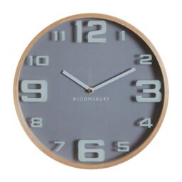 Orsina Sleek Wood Large Numbers Wall Clock, Modern Design Clock In Kitchen, Versatile Wall Clock For Indoor in Grey