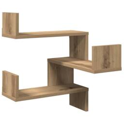 Berkfield Home Wall Corner Shelves 2 pcs Artisan Oak 40x40x49.5 cm Engineered Wood in Brown - thumbnail 2