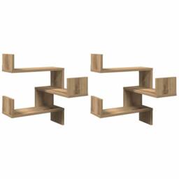 Berkfield Home Wall Corner Shelves 2 pcs Artisan Oak 40x40x49.5 cm Engineered Wood in Brown - thumbnail 4