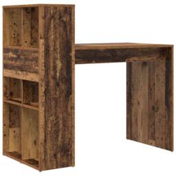Berkfield Home Modern Writing Desk Old wood Engineered wood Standard Storage in Brown - thumbnail 7