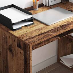 Berkfield Home Modern Writing Desk Old wood Engineered wood Standard Storage in Brown - thumbnail 4