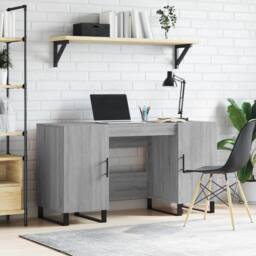 Berkfield Home Elegant Desk Grey Sonoma 140x50x75 cm Engineered Wood - Size: 140 x 50 x 75 cm - thumbnail 2