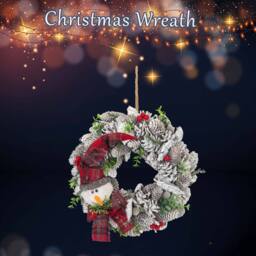 VFM e-Store Christmas Wreath Decoration 37cm x 37cm Green X 1 - Size: 37 cm x 37 cm - thumbnail 3