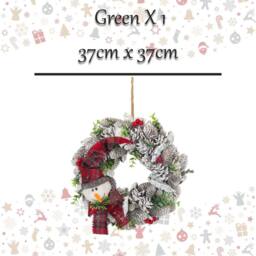 VFM e-Store Christmas Wreath Decoration 37cm x 37cm Green X 1 - Size: 37 cm x 37 cm - thumbnail 2