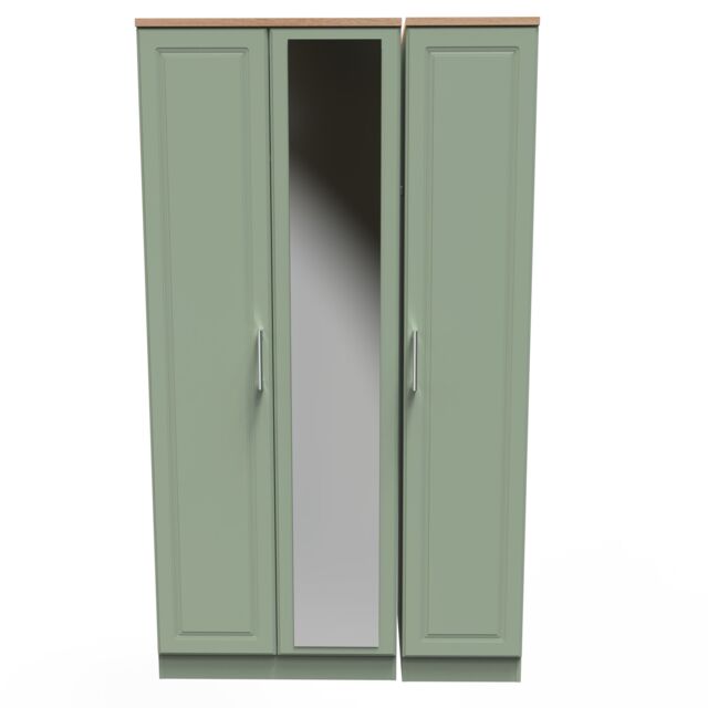 Ready Assembled 2 U Norfolk Tall Triple Mirror Wardrobe (Ready Assembled) in Pale Green - image 1