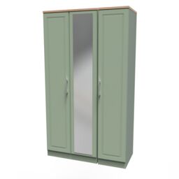 Ready Assembled 2 U Norfolk Tall Triple Mirror Wardrobe (Ready Assembled) in Pale Green - thumbnail 3