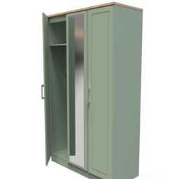 Ready Assembled 2 U Norfolk Tall Triple Mirror Wardrobe (Ready Assembled) in Pale Green - thumbnail 5