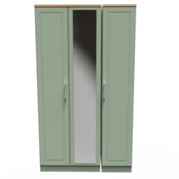 Ready Assembled 2 U Norfolk Tall Triple Mirror Wardrobe (Ready Assembled) in Pale Green - thumbnail 1
