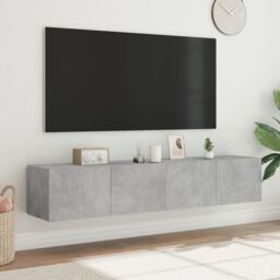 Berkfield Home TV Wall Cabinets with LED Lights 2 pcs Concrete Grey 80x35x31 cm - Size: 80 x 35 x 31 cm - thumbnail 4