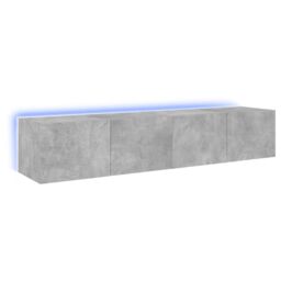 Berkfield Home TV Wall Cabinets with LED Lights 2 pcs Concrete Grey 80x35x31 cm - Size: 80 x 35 x 31 cm - thumbnail 2