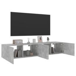 Berkfield Home TV Wall Cabinets with LED Lights 2 pcs Concrete Grey 80x35x31 cm - Size: 80 x 35 x 31 cm - thumbnail 6