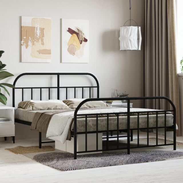 Berkfield Home Metal Bed Frame with Headboard & Footboard Black 140x200 cm - image 1