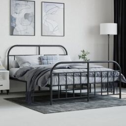 Berkfield Home Metal Bed Frame with Headboard & Footboard Black 140x200 cm - thumbnail 3