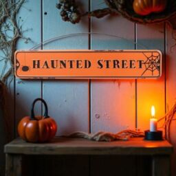 Garden Greatness Haunted Halloween Hanging Street Sign in Orange - Size: 1 Pack - thumbnail 1