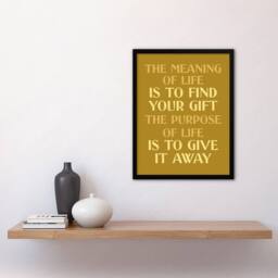Artery8 The Meaning & Purpose Of Life Quote Framed Wall Art Print in Gold - Size: A4 - thumbnail 4