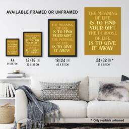 Artery8 The Meaning & Purpose Of Life Quote Framed Wall Art Print in Gold - Size: A4 - thumbnail 3