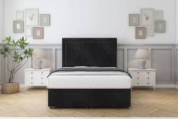 "Comfort Beds Savoy Naples Ottoman Bed Set With 54"" Floor Standing Headboard in Black - Size: Super King" - thumbnail 1