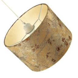 Happy Homewares Designer Textured Gold & Burnt Orange Jacquard Fabric Drum Lampshade - Size: 12 inches - thumbnail 4