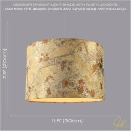Happy Homewares Designer Textured Gold & Burnt Orange Jacquard Fabric Drum Lampshade - Size: 12 inches - thumbnail 7