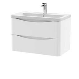 Balterley Dunwood 2 Drawer Wall Hung Vanity Basin Unit, Satin White, 800mm in White