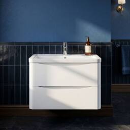 Balterley Dunwood 2 Drawer Wall Hung Vanity Basin Unit, Satin White, 800mm in White - thumbnail 3