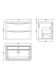 Balterley Dunwood 2 Drawer Wall Hung Vanity Basin Unit, Satin White, 800mm in White - thumbnail 2