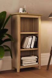 FWStyle 3 Tier Natural Oak Veneer Bookcase in Brown - thumbnail 1