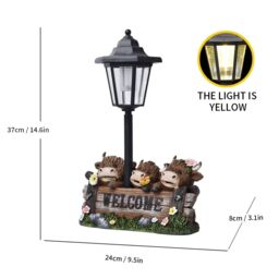 Obasyhig Style 2 Outdoor Solar Calf Sculpture Pendant Light in Brown - thumbnail 3
