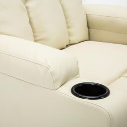 More4Homes Studio Leather Recliner With Drink Holders Sofa Armchair in Cream - thumbnail 5