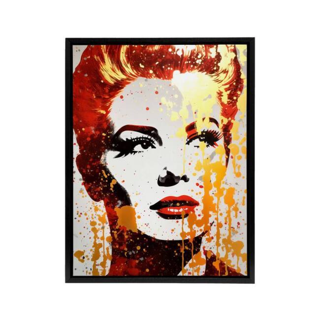 "Artery8 Woman With Red Lipstick Retro Glam Framed Canvas Wall Art Print in Orange - Size: W12"" x H16""" - image 1