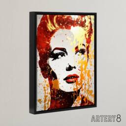 "Artery8 Woman With Red Lipstick Retro Glam Framed Canvas Wall Art Print in Orange - Size: W12"" x H16""" - thumbnail 2
