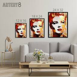 "Artery8 Woman With Red Lipstick Retro Glam Framed Canvas Wall Art Print in Orange - Size: W12"" x H16""" - thumbnail 4