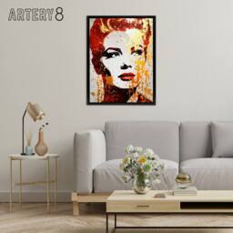 "Artery8 Woman With Red Lipstick Retro Glam Framed Canvas Wall Art Print in Orange - Size: W12"" x H16""" - thumbnail 3