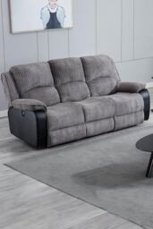 More4Homes Postana 3 Seater Electric High Back Jumbo Cord Fabric Recliner Sofa in Grey