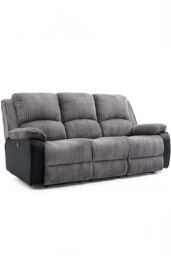 More4Homes Postana 3 Seater Electric High Back Jumbo Cord Fabric Recliner Sofa in Grey - thumbnail 2