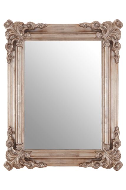Orsina Luxe Gold Wall Mirror With Floral Corners & Ridged Frame, Decorative Square Mirror, Statement Wall Mirror in Silver - image 1