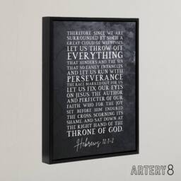 "Artery8 Hebrews 12 1 2 Fix Our Eyes on Jesus Bible Quote Framed Canvas Wall Art Print in Grey - Size: W12"" x H16""" - thumbnail 2