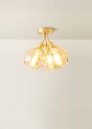 ValueLights Bellamy 3 Way Glass Globe Bubble Cluster Flush Ceiling Light in Gold - thumbnail 2