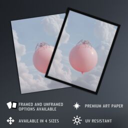 Artery8 Cute Jumping Spider on a Floating Pink Balloon Framed Art Print - Size: A4 - thumbnail 2