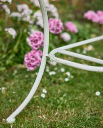 Dibor Vintage Cream Iron Slatted Summer Indoor Outdoor Garden Furniture Coffee Table in White - thumbnail 5