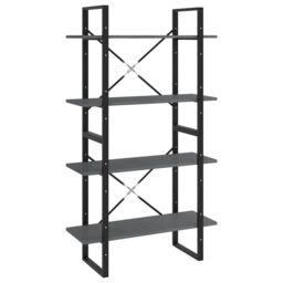 Berkfield Home 4-Tier Book Cabinet Grey 80x30x140 cm Solid Pine Wood - Size: 80 x 30 x 140 cm - thumbnail 2