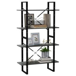 Berkfield Home 4-Tier Book Cabinet Grey 80x30x140 cm Solid Pine Wood - Size: 80 x 30 x 140 cm - thumbnail 4