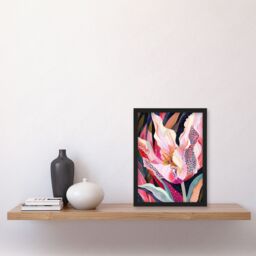 "Artery8 Dutch Tulip Mania Colourful Flower Folk Patterns Framed Wall Art in Pink - Size: W12"" x H16""" - thumbnail 4