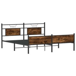 Berkfield Home Metal Bed Frame without Mattress Smoked Oak 180x200 cm Super King in Brown - thumbnail 3