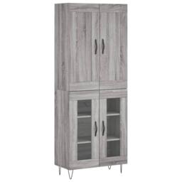 Berkfield Home Highboard Grey Sonoma 69.5x34x180 cm Engineered Wood - thumbnail 1